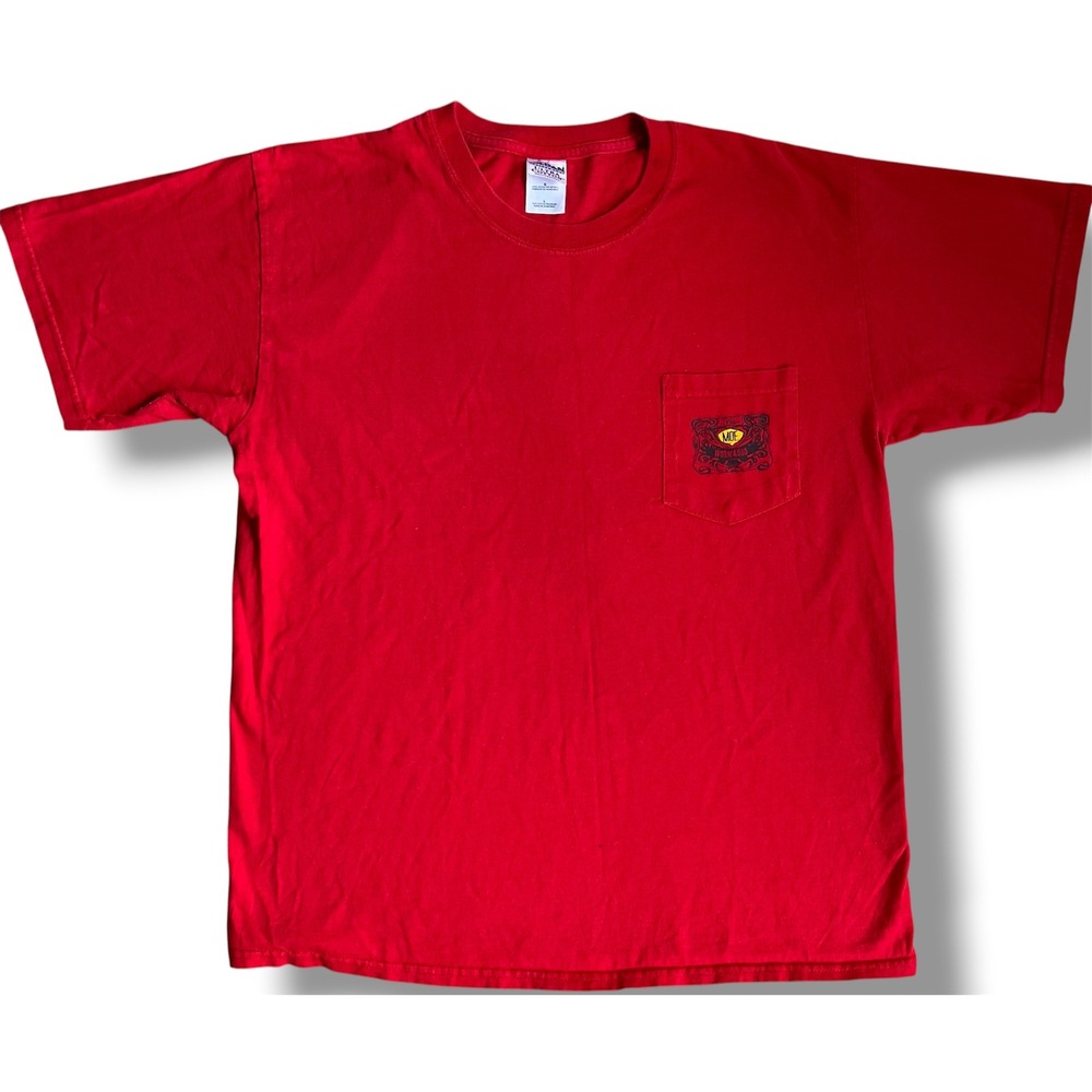 Vtg Moe Band T Shirt Mens Large Red Wormwood Tour 2003 Pocket Concert Tee Gildan